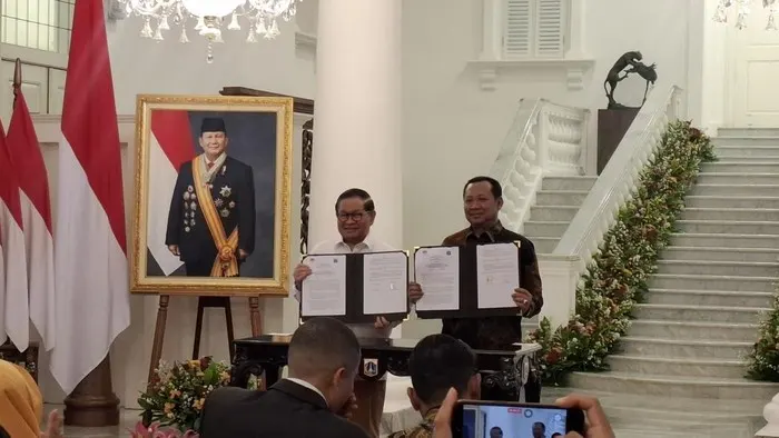 Gubernur DKI Jakarta Pramono Anung dan Wakil ketua KPK Fitroh Rohcahyanto