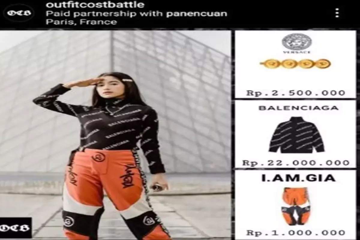 Outfit mahal yang diduga dikenakan putri dari Kepala Bea Cukai Makassar, Andhi Pramono  Sumber : Twitter@PartaiSocmed via outfitcostbattle)