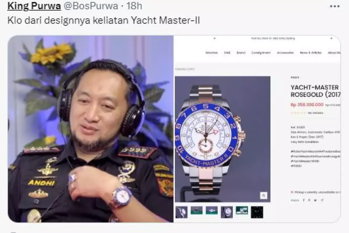 Jam tangan mewah Adhi Pramono mendapat sorotan netizen  (Sumber : Twitter@PartaiSocmed)
