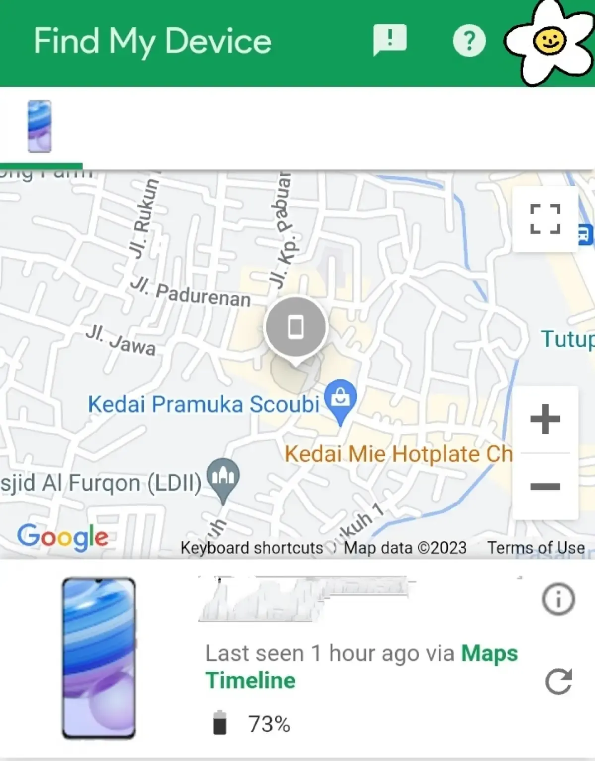Tangkapan layar Google Android Find (Sumber : Google Find My Device)