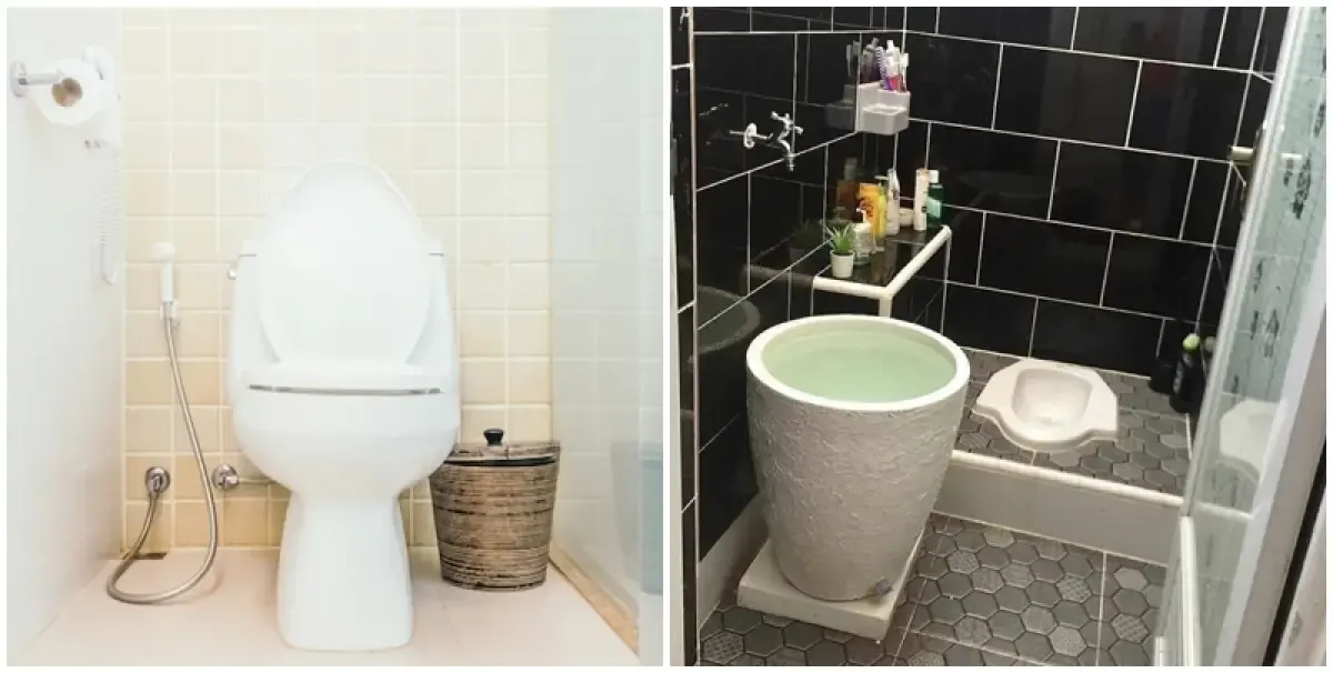 Ilustrasi toilet jongkok dan duduk