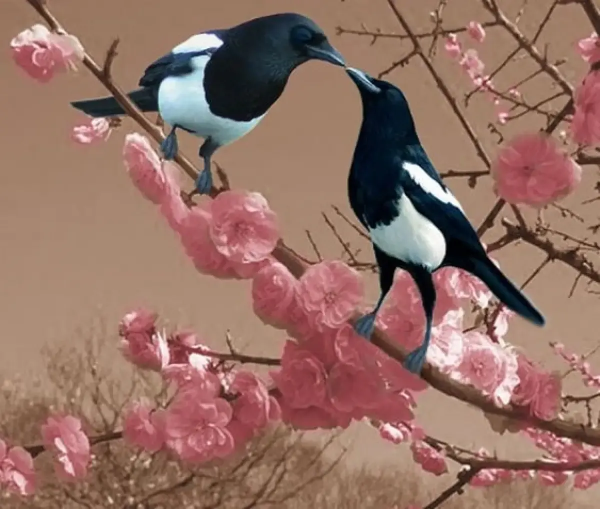 Ilustrasi, burung kacer jantan dan betina