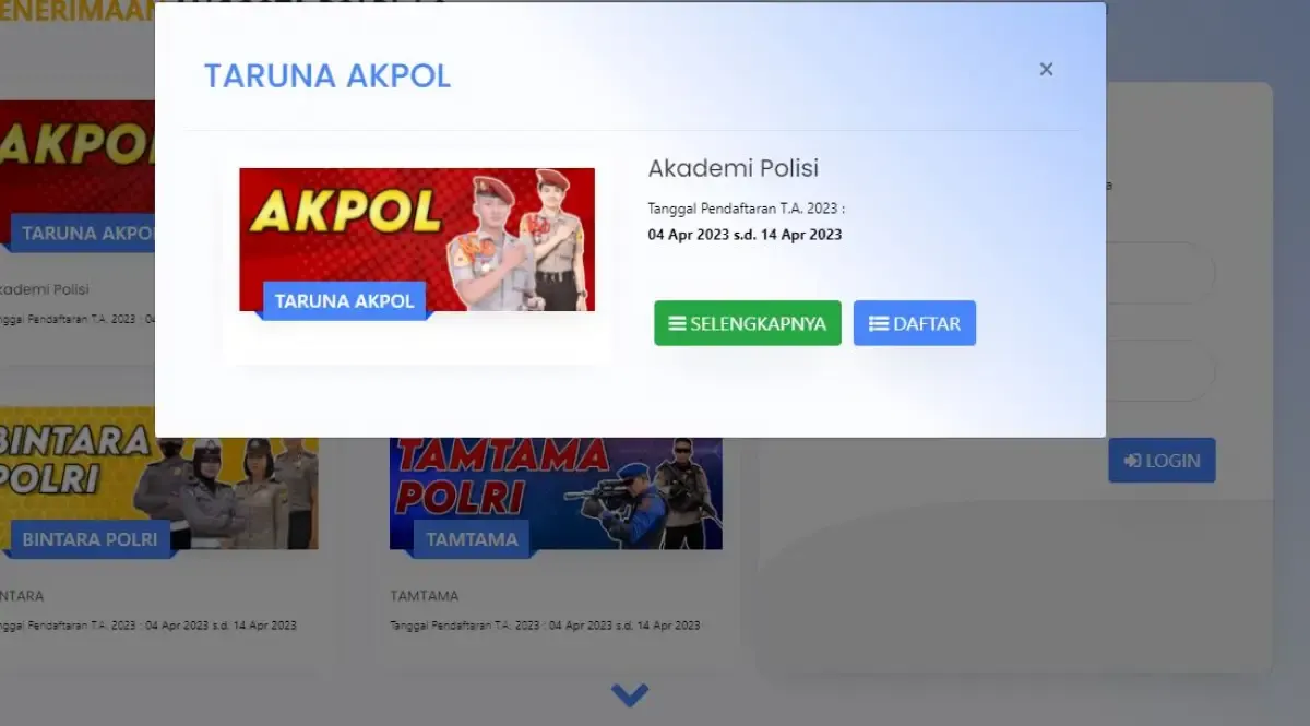 Ilustrasi, rekrutmen Taruna Akpol 2023 (Sumber : penerimaan.polri)