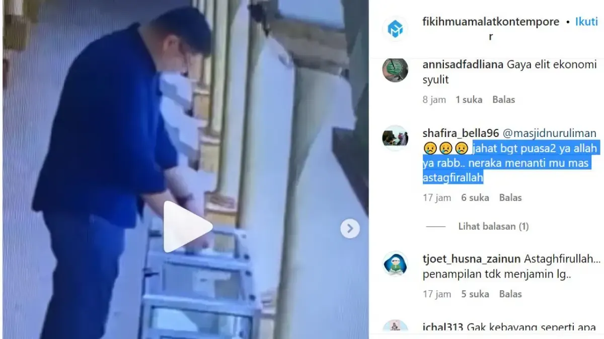 Aksi penipuan di Masjid Nurul Iman (Sumber : Instagram/fikihmuamalankontemporer)