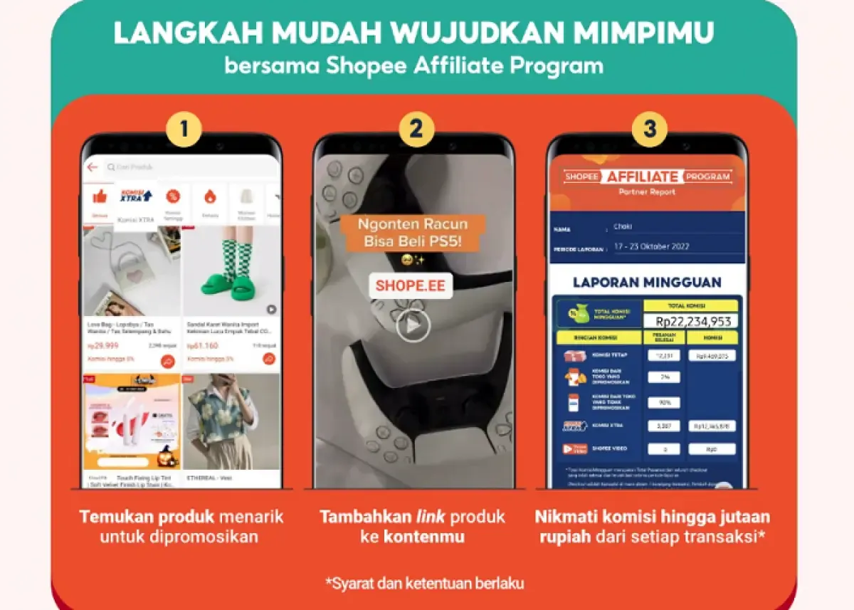 Ilustrasi pendaftaran Shopee Affiliate (Sumber : shopee.co.id)