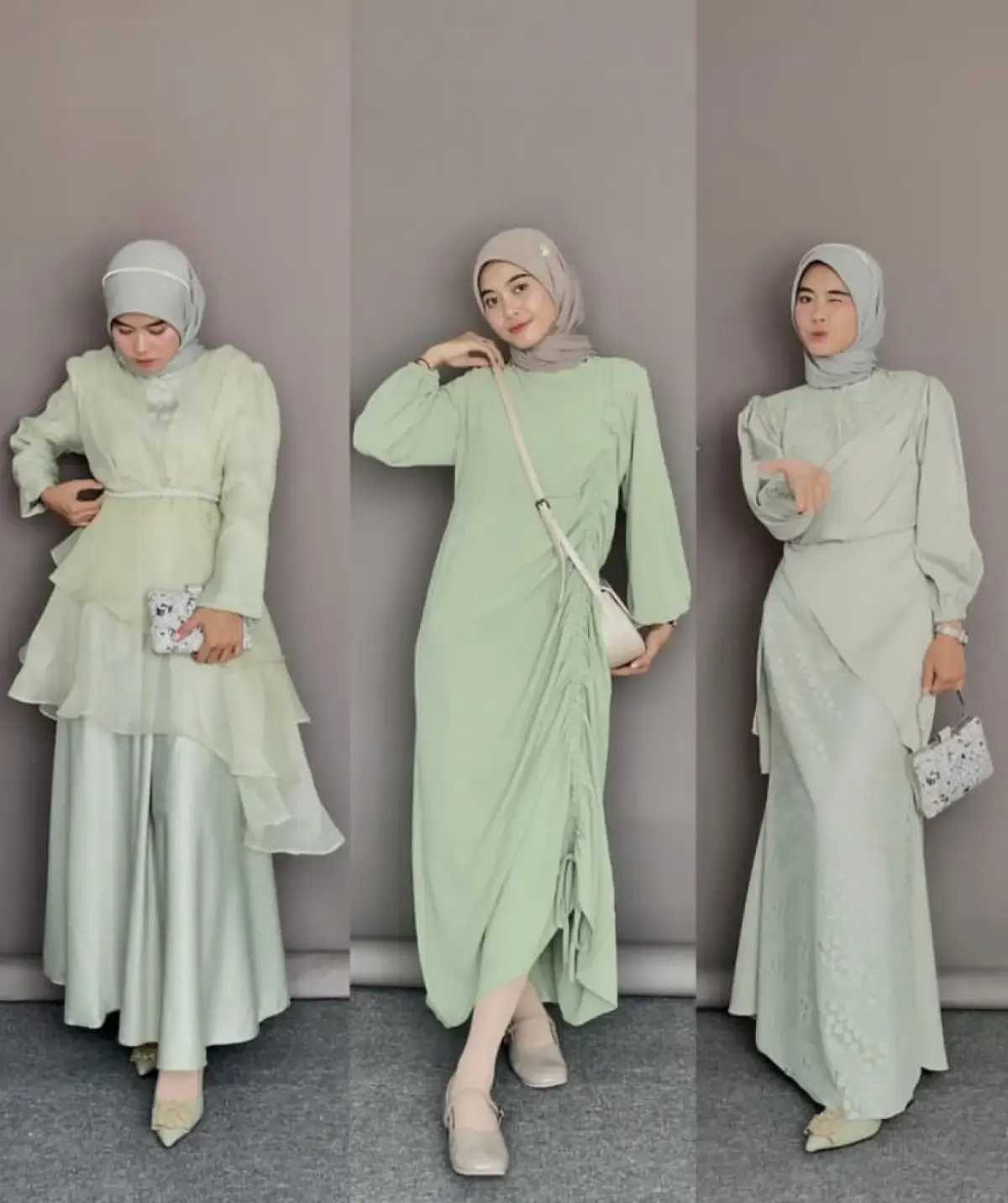 OOTD Lebaran Warna Sage Green (Sumber : Instagram/swulann01)