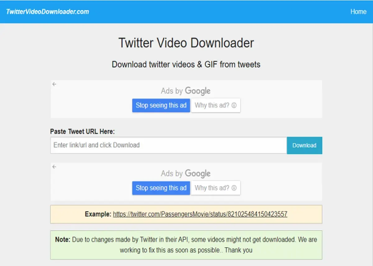 Ilustrasi situs Twitterdownloader (Sumber : twittervideodownloader.com)