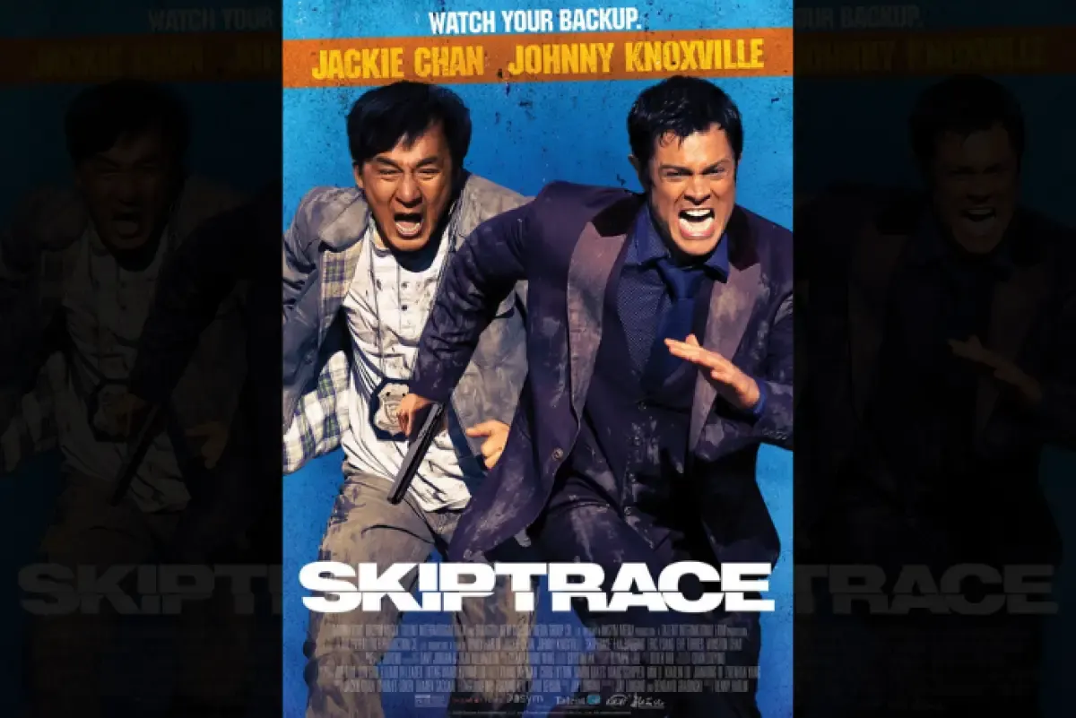 Poster film Skiptrace. (Sumber : Twitter/@MiddlingMovies)