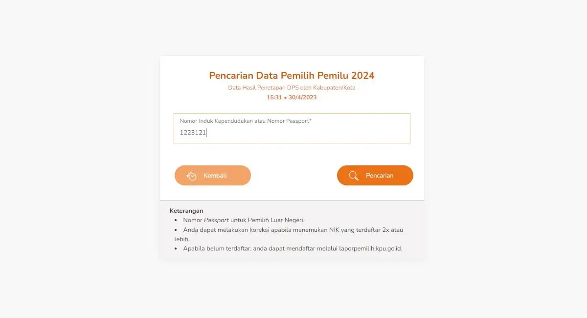 Cara cek daftar pemilih tetap (Sumber : Tangkap Layar/KPU)