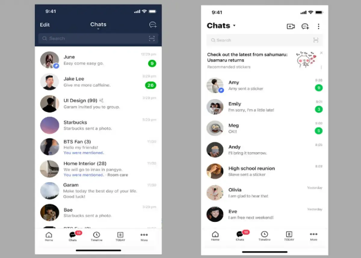 Ilustrasi tampilan aplikasi chatting Line (Sumber : LINE)