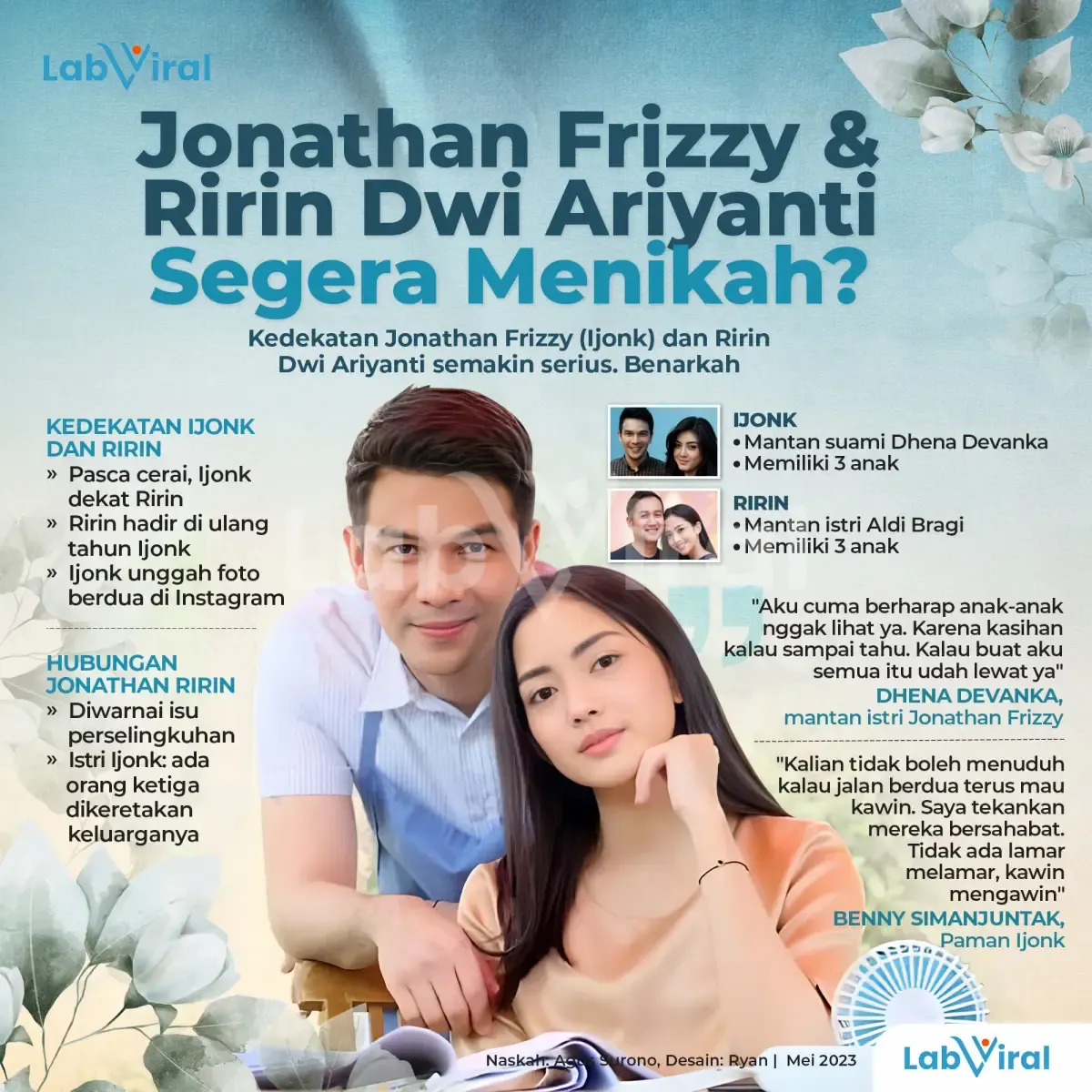 Infografis Jonathan Frizzy dan Ririn Dwi Ariyanti Segera Menikah