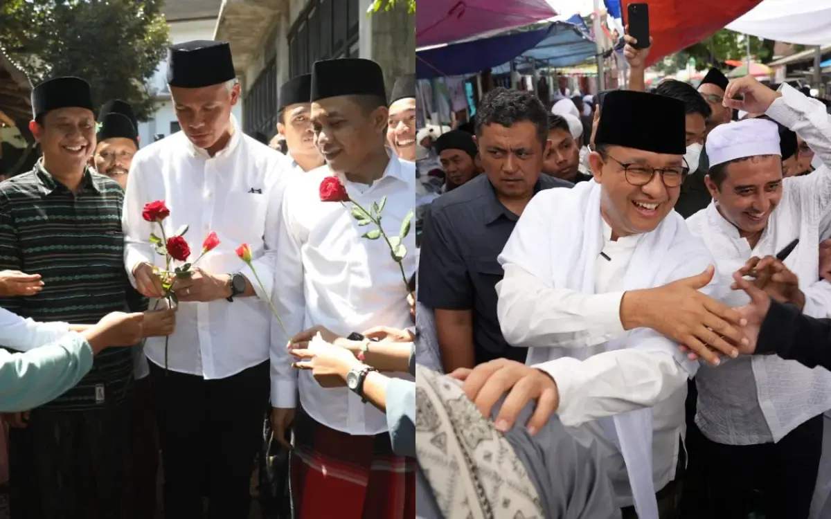 Dua bakal calon presiden Ganjar Pranowo dan Anies Baswedan melakukan safari politik ke Jember (Sumber : Twitter)