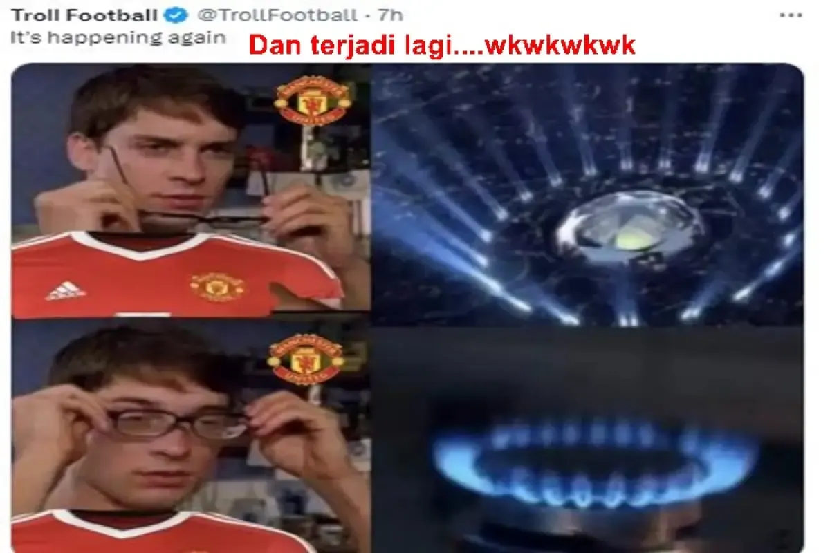 Meme kocak hasil West Ham vs Man Utd 1-0.  (Sumber : Twitter/TrollFootball)