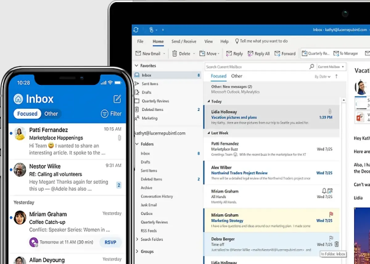 Ilustrasi pengunaan Microsoft Outlook (Sumber : microsoft.com)