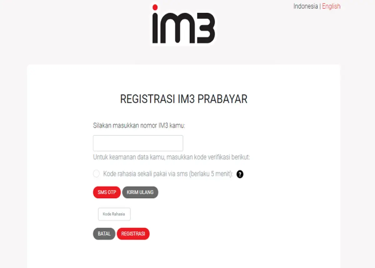 Ilustrasi registrasi kartu SIM Indosat melalu website resmi (Sumber : indosatooredoo.com)