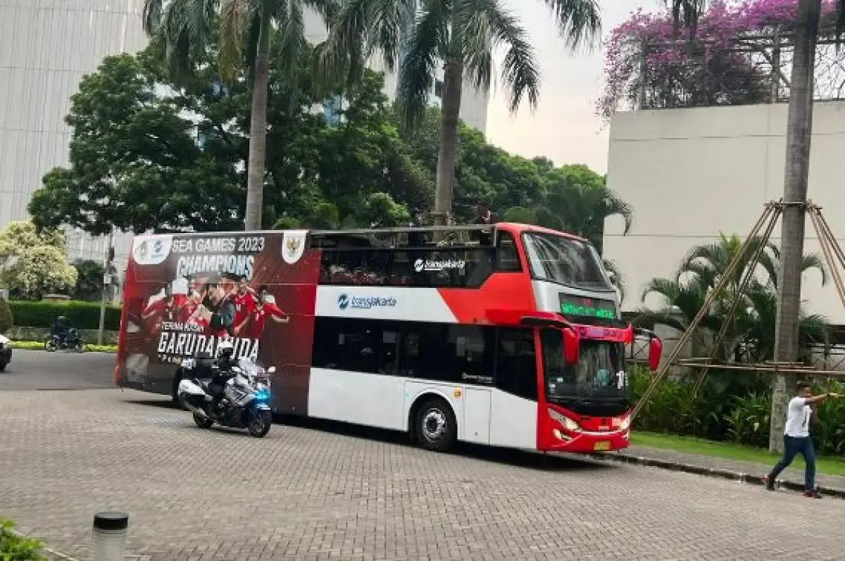Bus yang membawa timnas U-22 SEA Games 2023  (Sumber : dok.pssi)