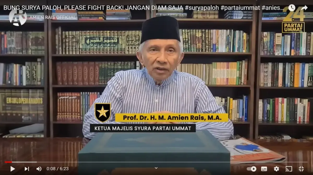 Ketua Majelis Syura Partai Ummat Amien Rais (Sumber : Tangkap Layar/Twitter)