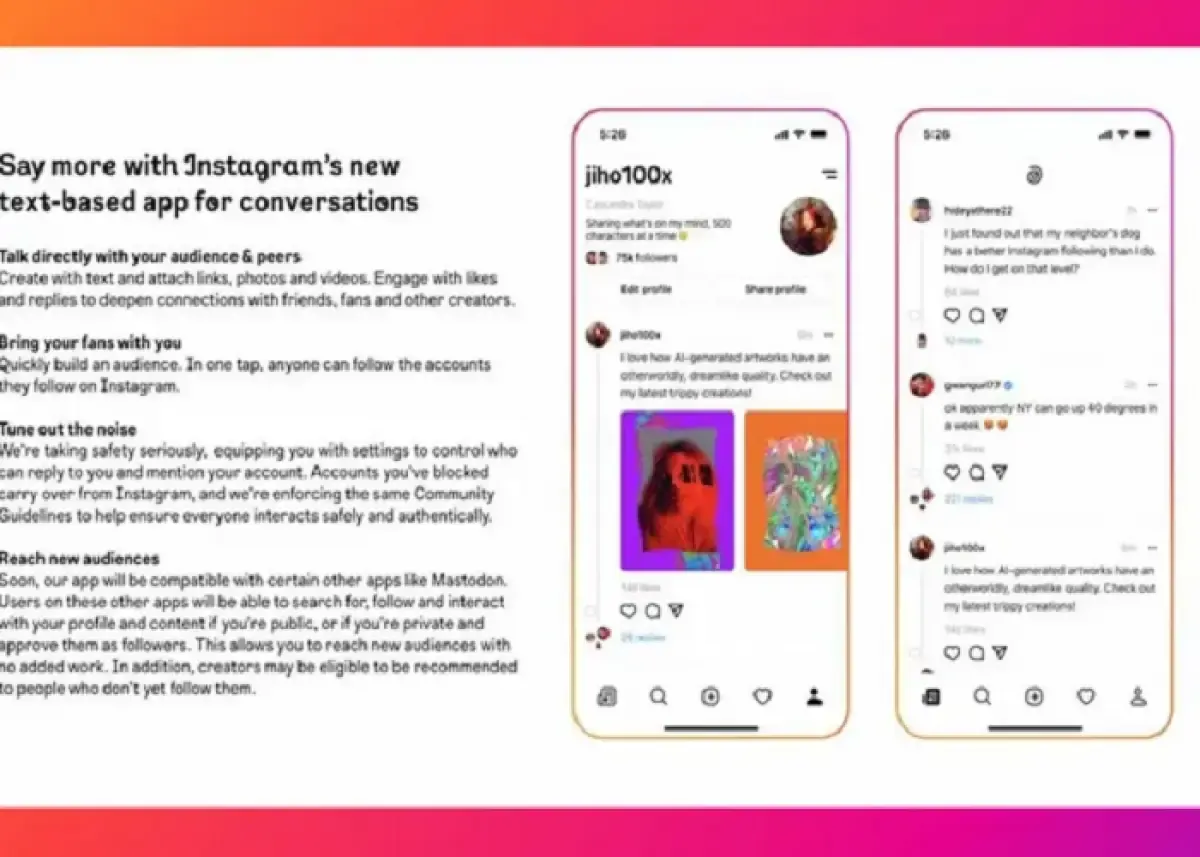 Ilustrasi tampilan aplikasi baru pesaing Twitter (Sumber : theverge.com)