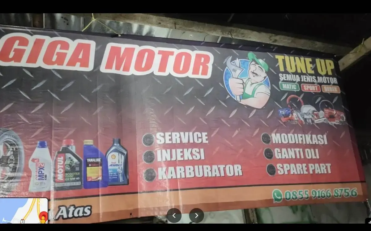Daftar Bengkel Motor Buka 24 Jam di Wilayah Kota Cilegon (Sumber : Tangkap Layar Bengkel Giga Motor)