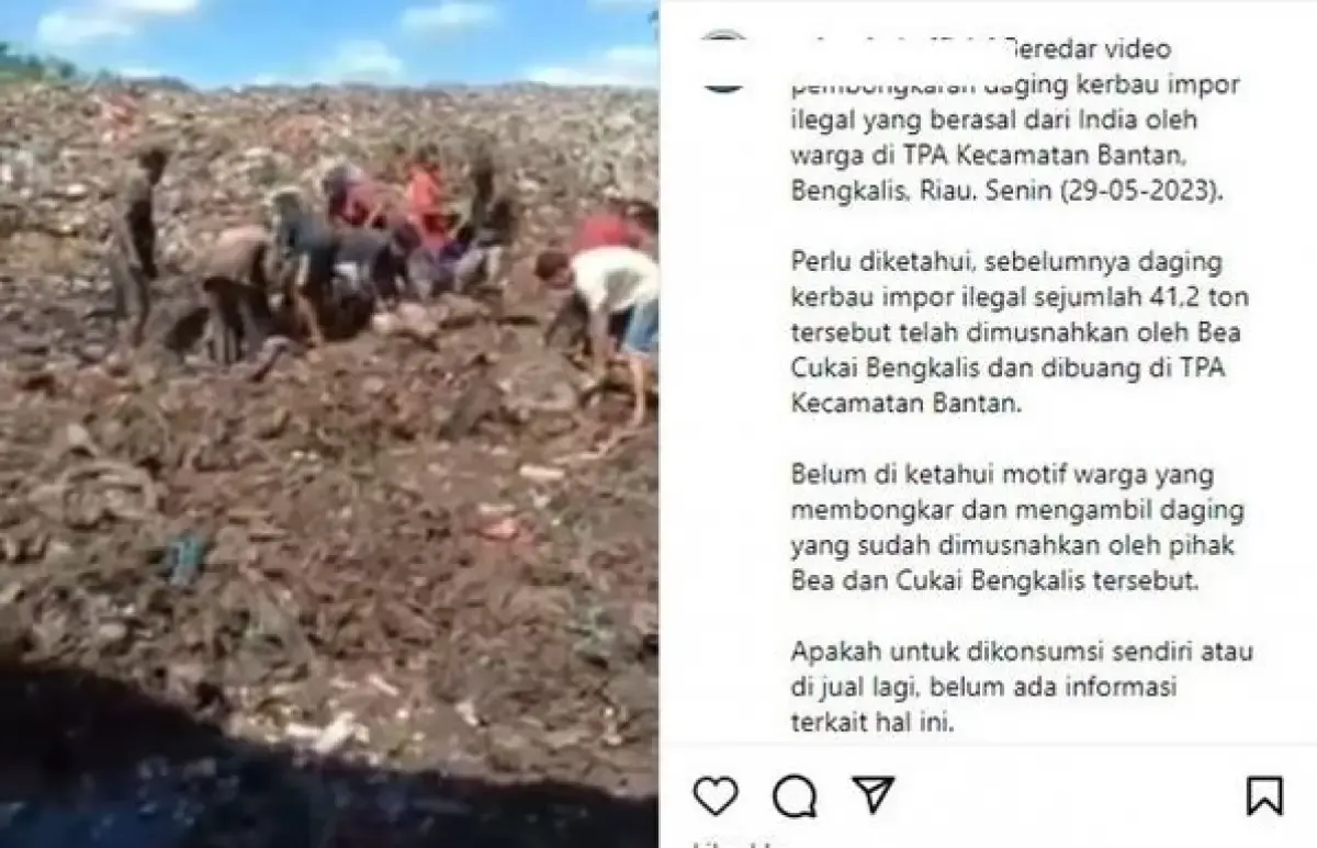 Warga Riau berebut daging beku di tumpukan sampah (Sumber : Instagram/@ndorobei.official)