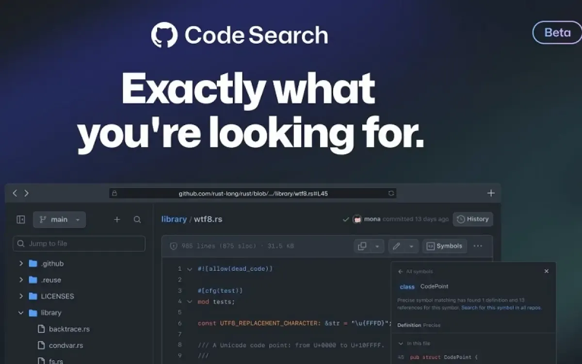 Ilustrasi GitHub code search (Sumber : github.com)