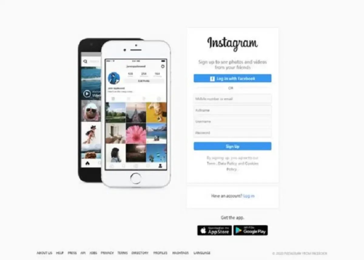 Ilustrasi tampilan login akun Instagram (Sumber : pinterest.com)