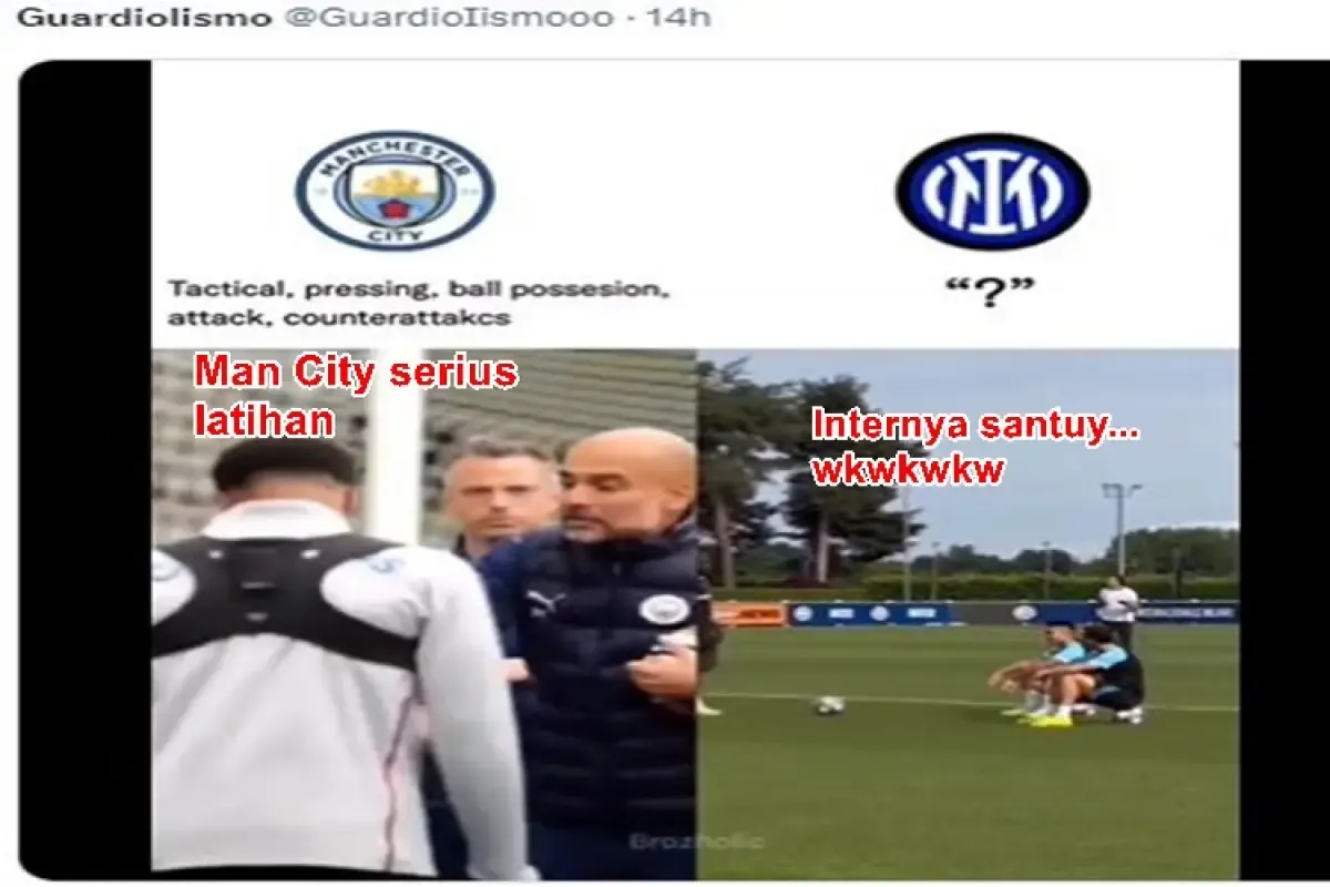 Meme kocak preview City vs Inter. (Sumber : Twitter/GuardioIismooo)