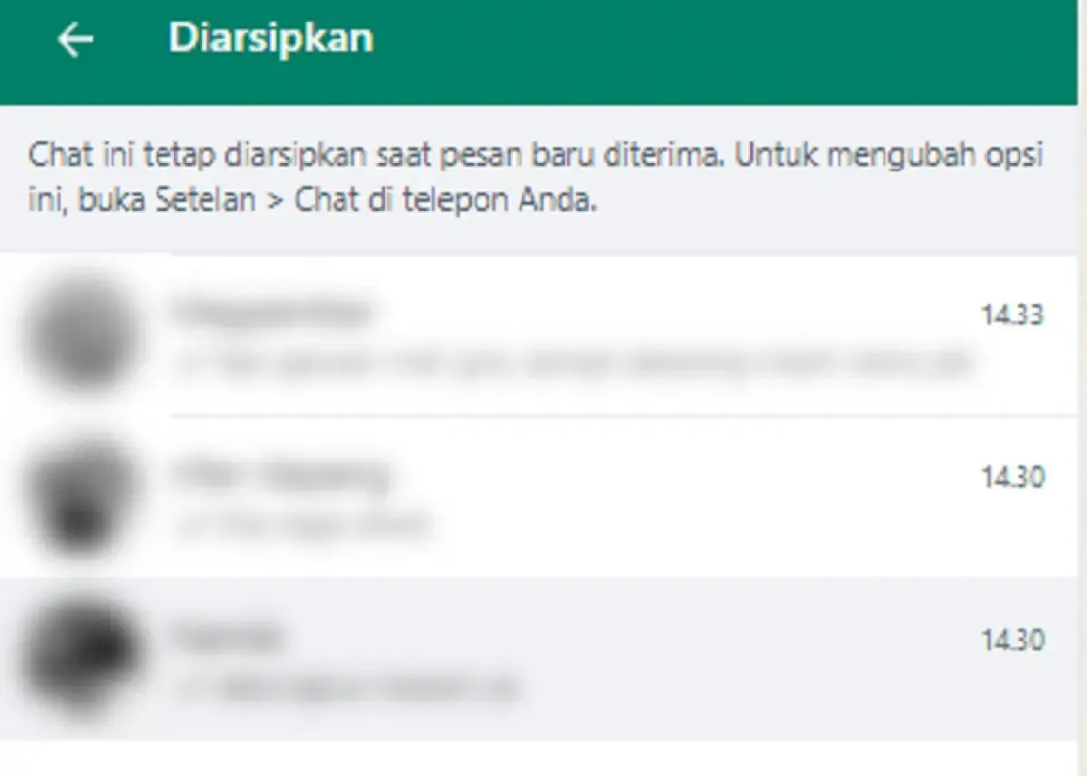 Ilustrasi pesan yang diarsipkan di WhatsApp (Sumber : Labviral.com)