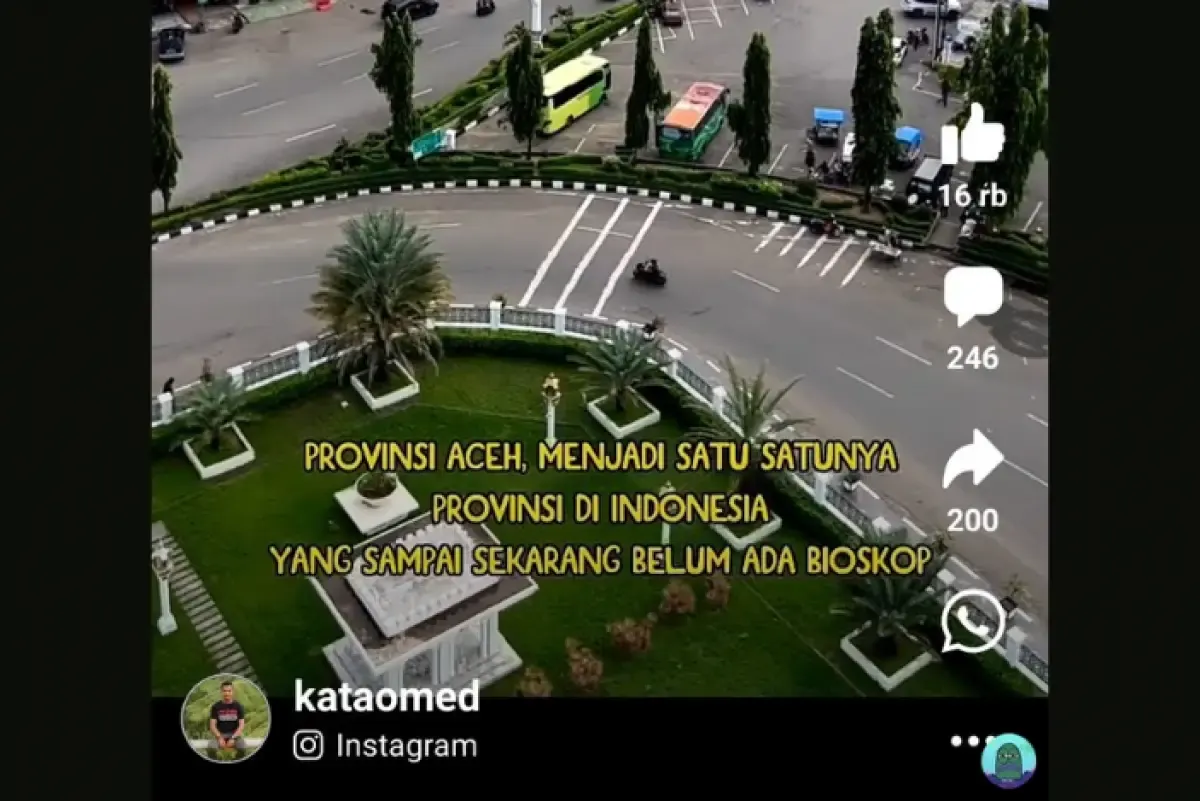 Gambar diunggah oleh seorang warganet yang menunjukkan Aceh belum ada bioskop. (Sumber : Twitter/@tanyakanrl)