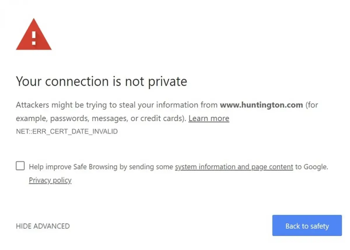 Ilustrasi error ‘Your Connection Is Not Private’ (Sumber : Labviral.com)