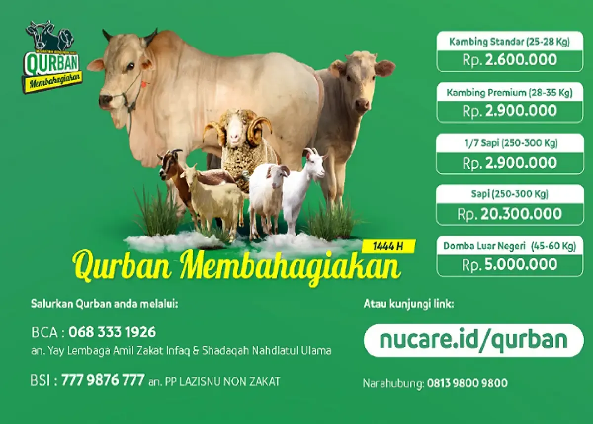 Ilustrasi Qurban online melalui LAZISNU (Sumber : nucare.id)