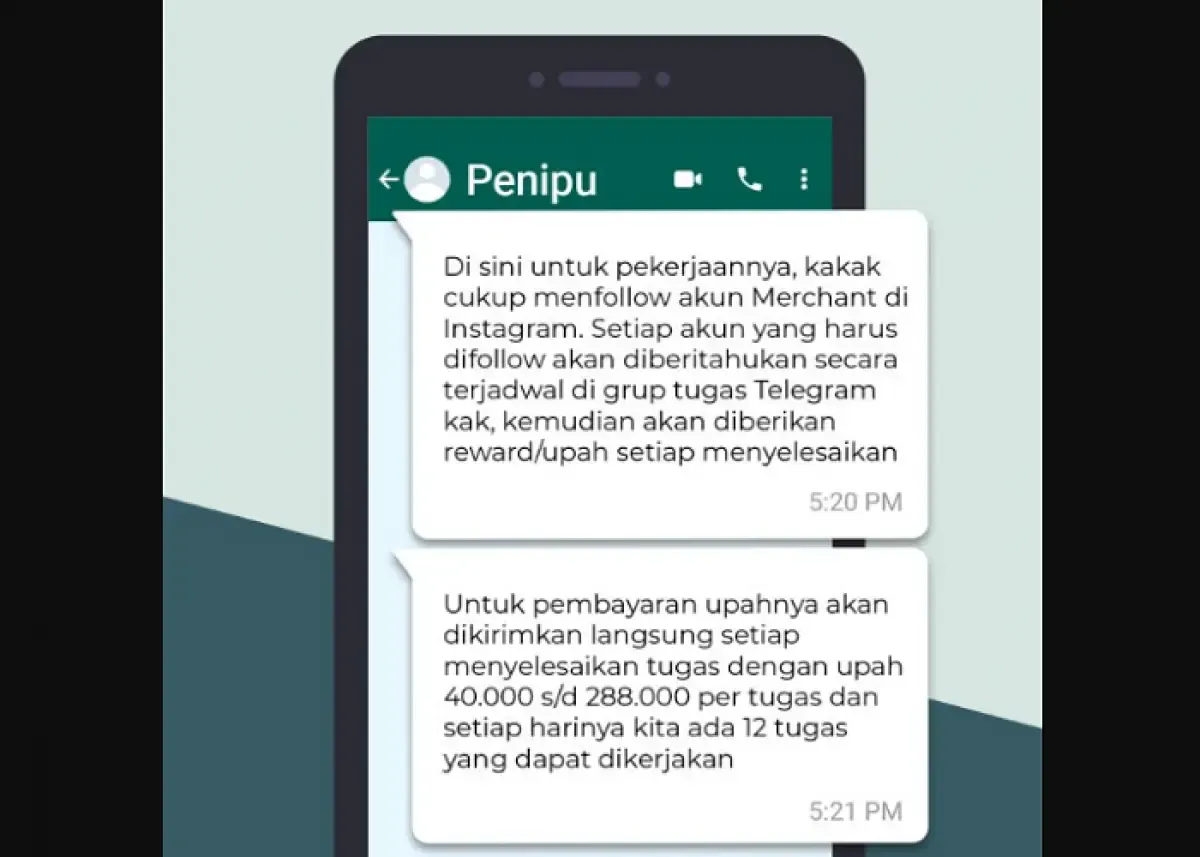 Ilustrasi penipuan di WhatsApp (Sumber : BCA)