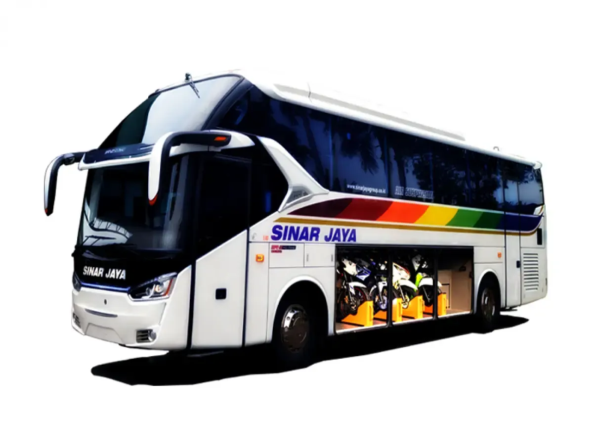 Ilustrasi bus AKAP dengan layanan pengiriman sepeda motor (Sumber : sinarekspres.com)