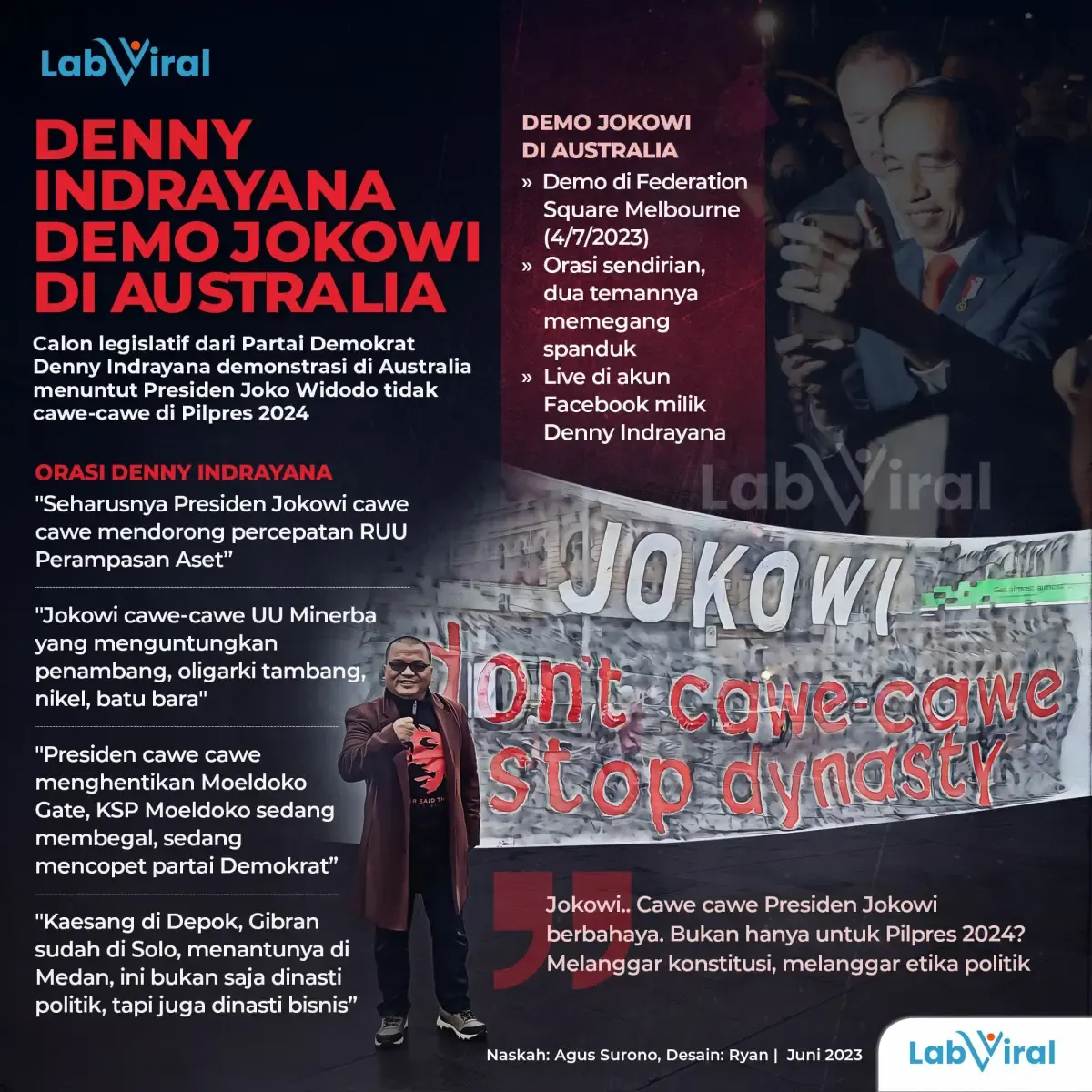 Infografis Denny Indrayana Demo Jokowi di Australia
