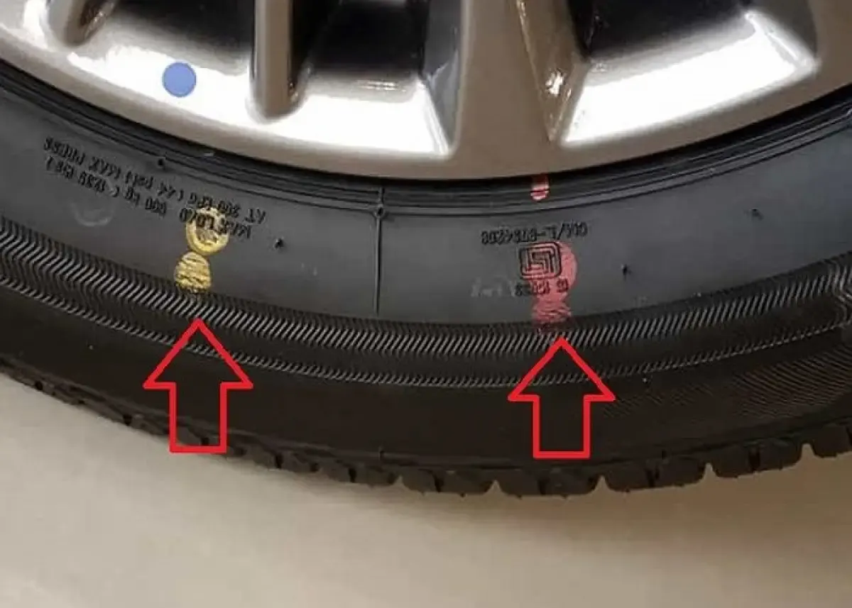 Tanda bulatan merah dan kuning pada ban mobil (Sumber : toyota.astra.co.id)