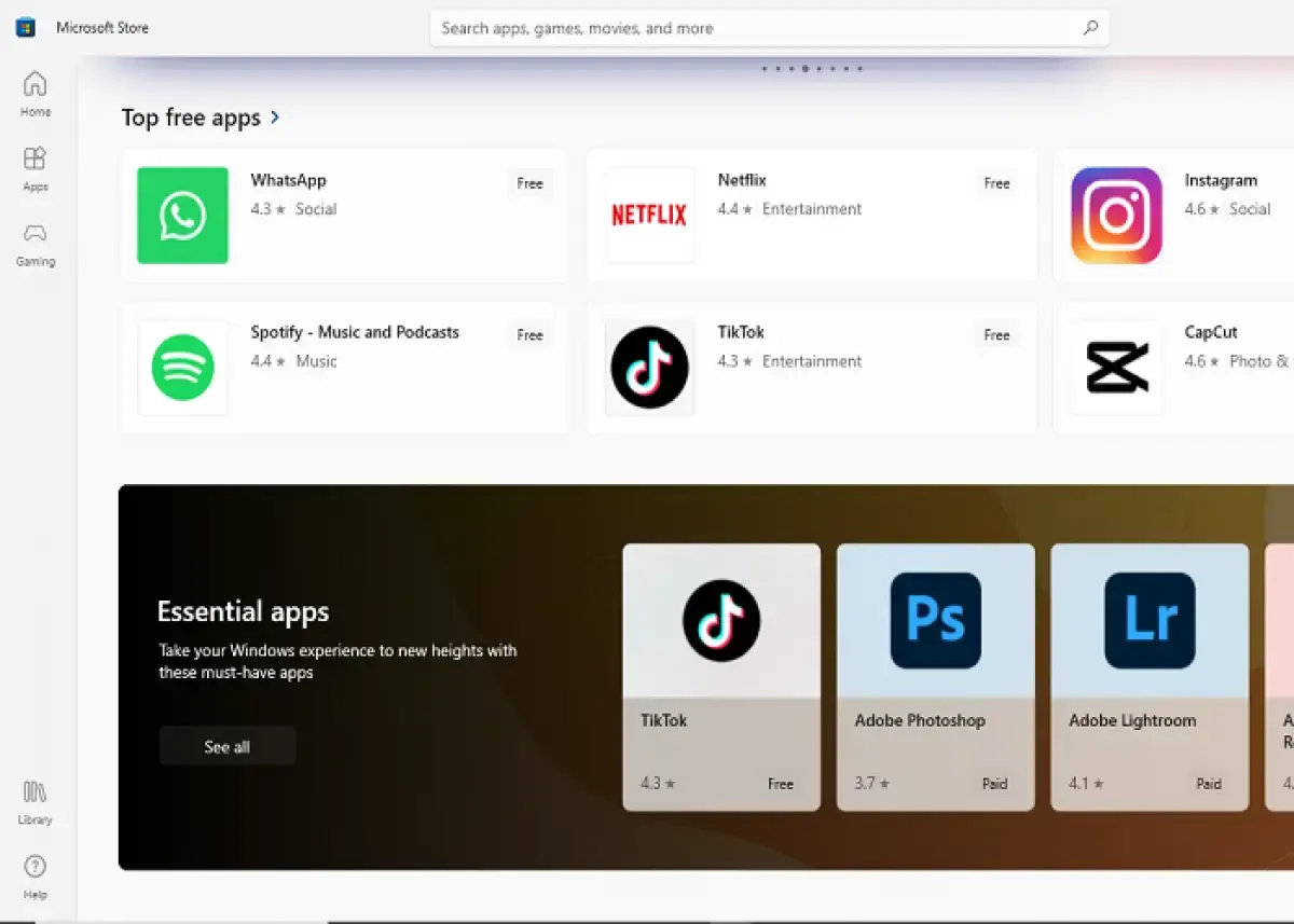 Ilustrasi tampilan Microsoft Store (Sumber : Labviral.com)