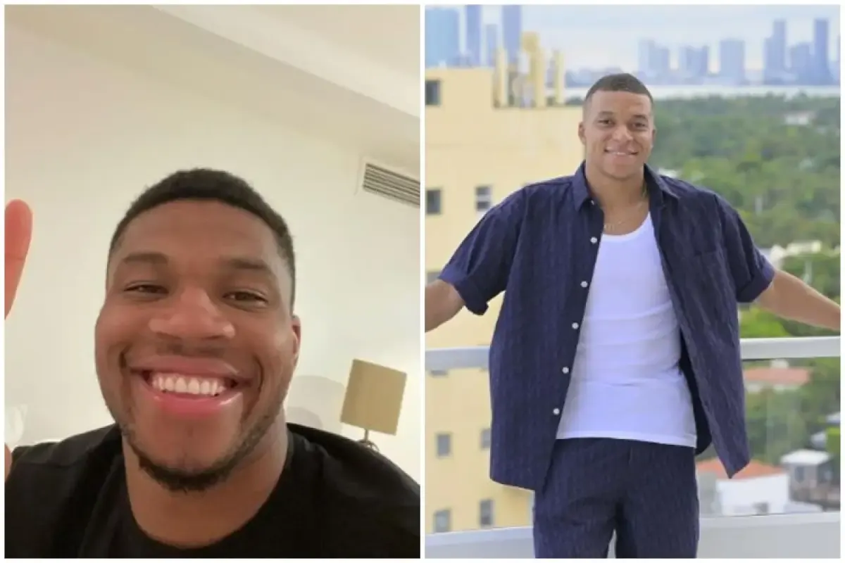 Giannis Antetokounmpo (kiri),  pebasket NBA yang merasa mirip dengan Kylian Mbappe. (Sumber : Instagram/k.mbappe; giannis_an34)