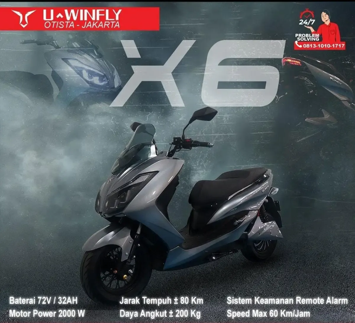 Ilustrasi: Motor Listrik X6 (Sumber : Instagram.com/@uwinfly.indonesia)
