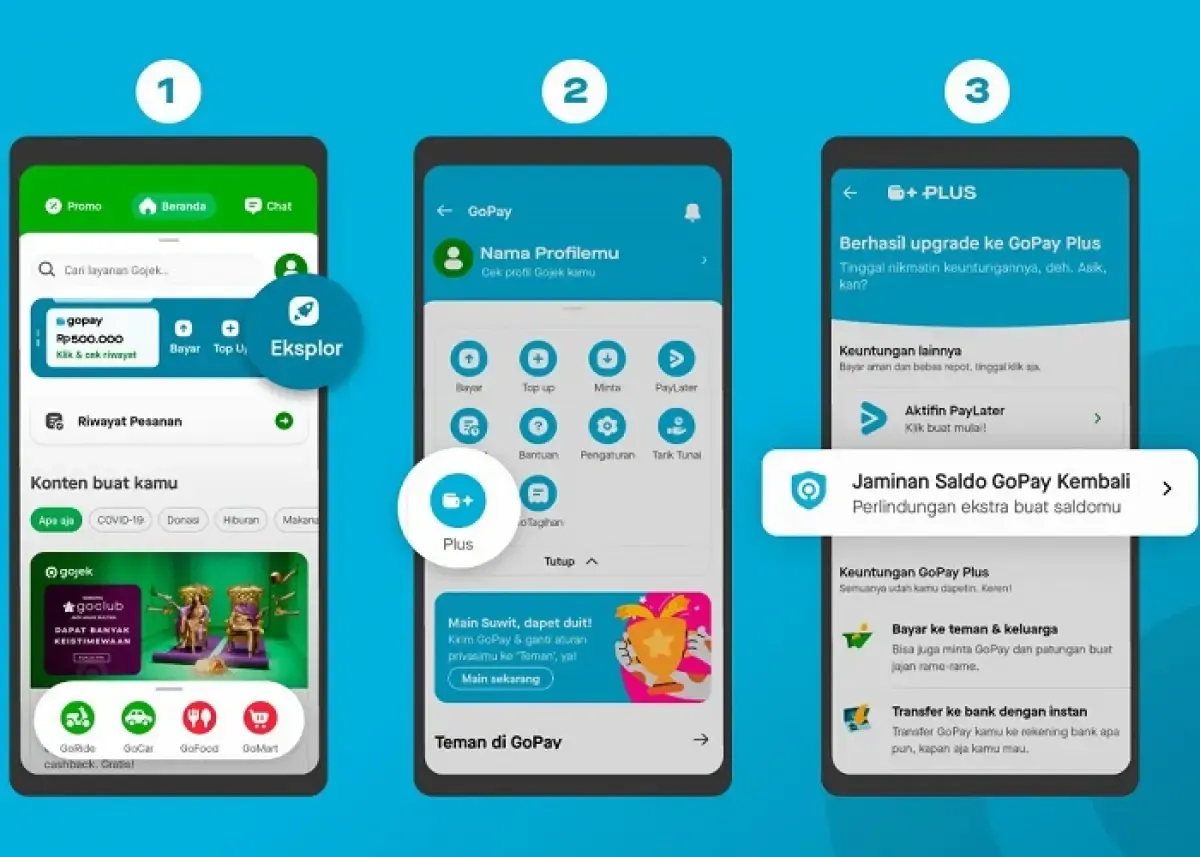 Ilustrasi klaim saldo GoPay via aplikasi Gojek (Sumber : gopay.co.id)