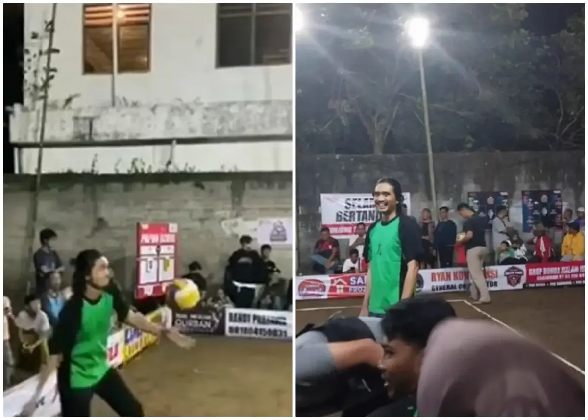 Duta Sheila on 7 ikut lomba voli 17an di kampungnya.  (Sumber : Twitter/merapi_uncover)