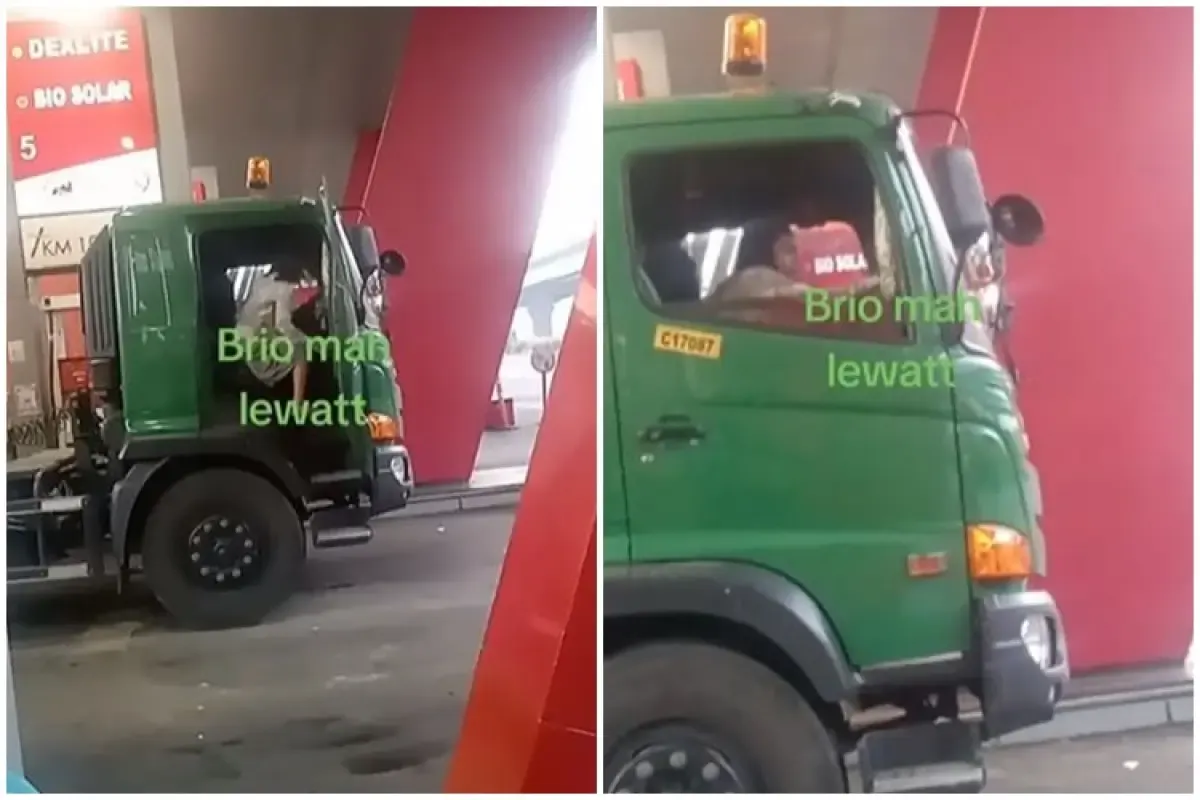 Potret sopir truk kontainer cewek yang lagi viral  (Sumber : Tiktok/khallizbae)