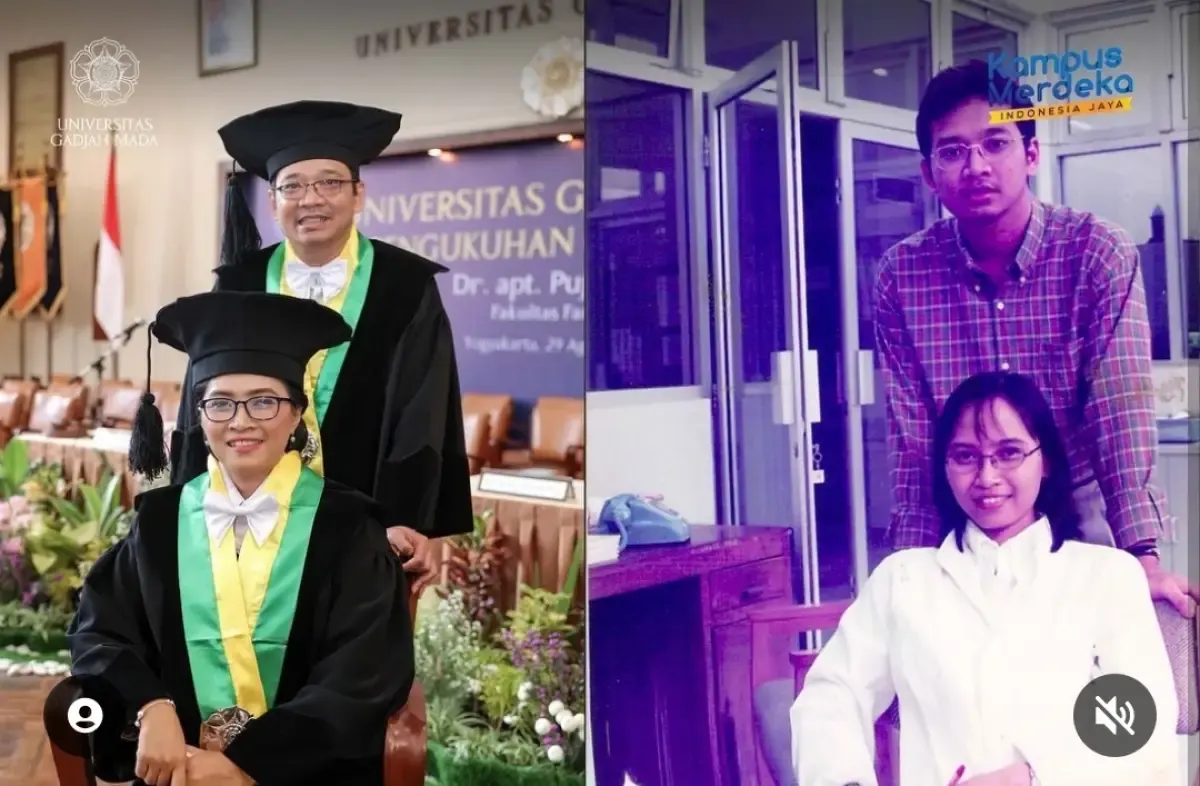 Prof Puji Astuti dan suami (Sumber : Instagram.com/ugm.yogyakarta)