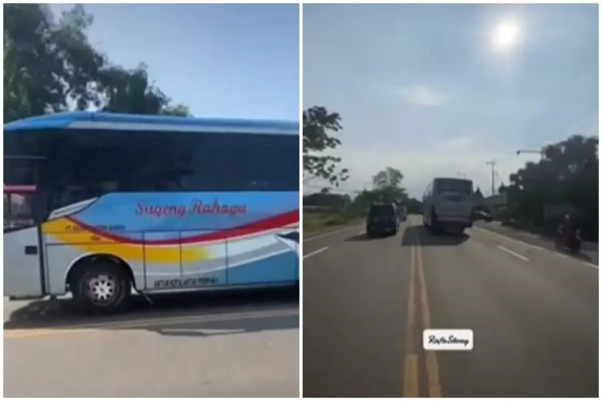 Beredar video ugal-ugalan Bus Sugeng Rahayu (Sumber : Tiktok/mafiajanda_04)