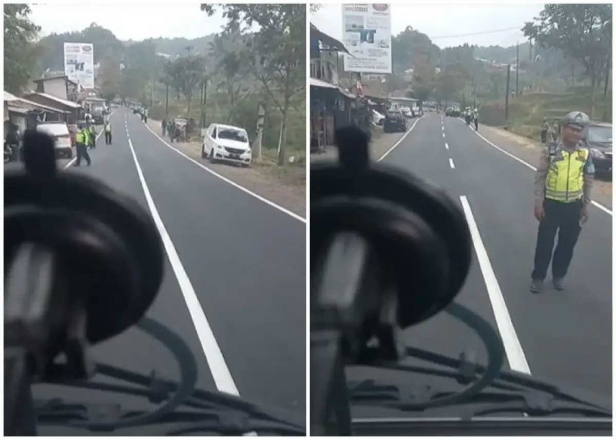 Tangkapan layar video pengendara mobil lolos dari operasi polisi dengan membaca doa bepergian.  (Sumber : tiktok/@ariekjs593)