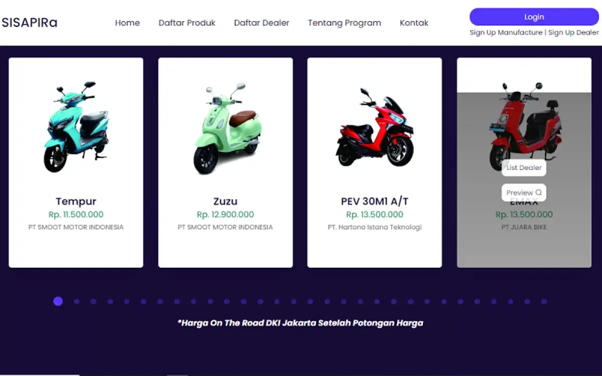 Daftar Motor Listrik SISAPIRa yang Disubsidi Rp7 Juta, Cek Jenis dan Harga Unitnya (FOTO: Landing.sisapira.id)