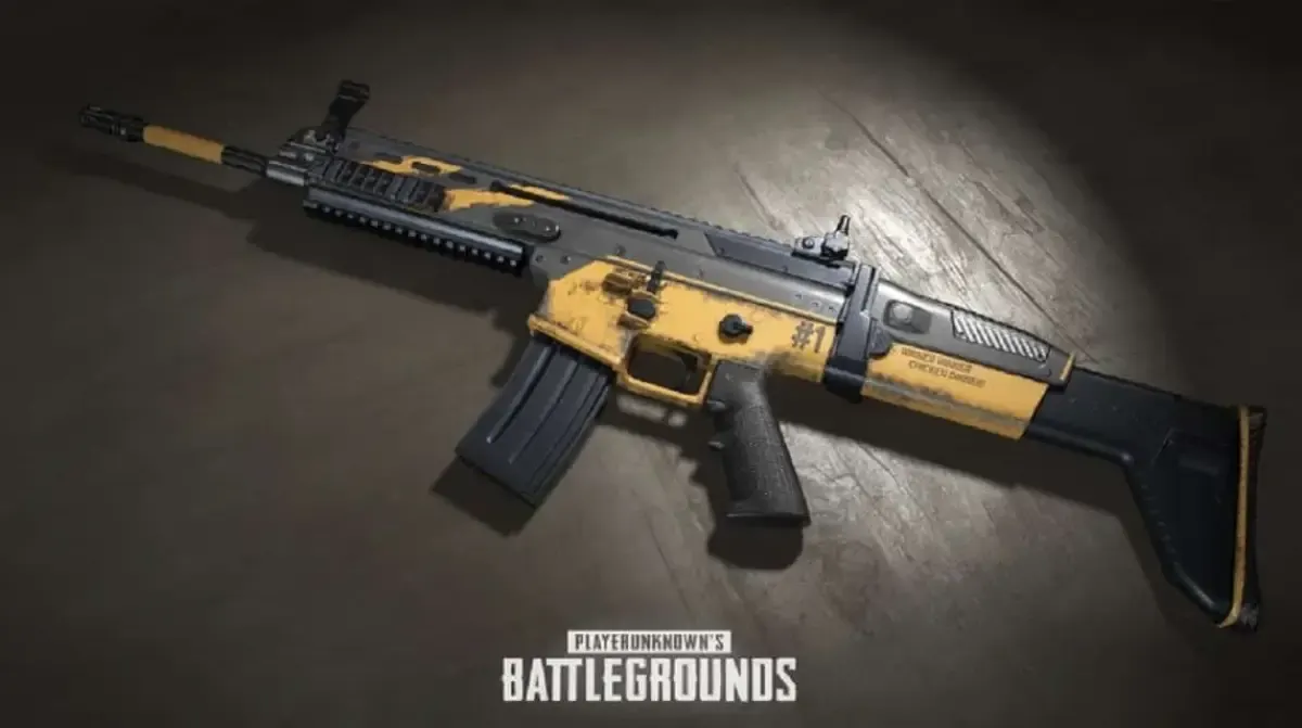 Ilustrasi senjata SCAR-L di PUBG Mobile. (Sumber : VC Gamers)