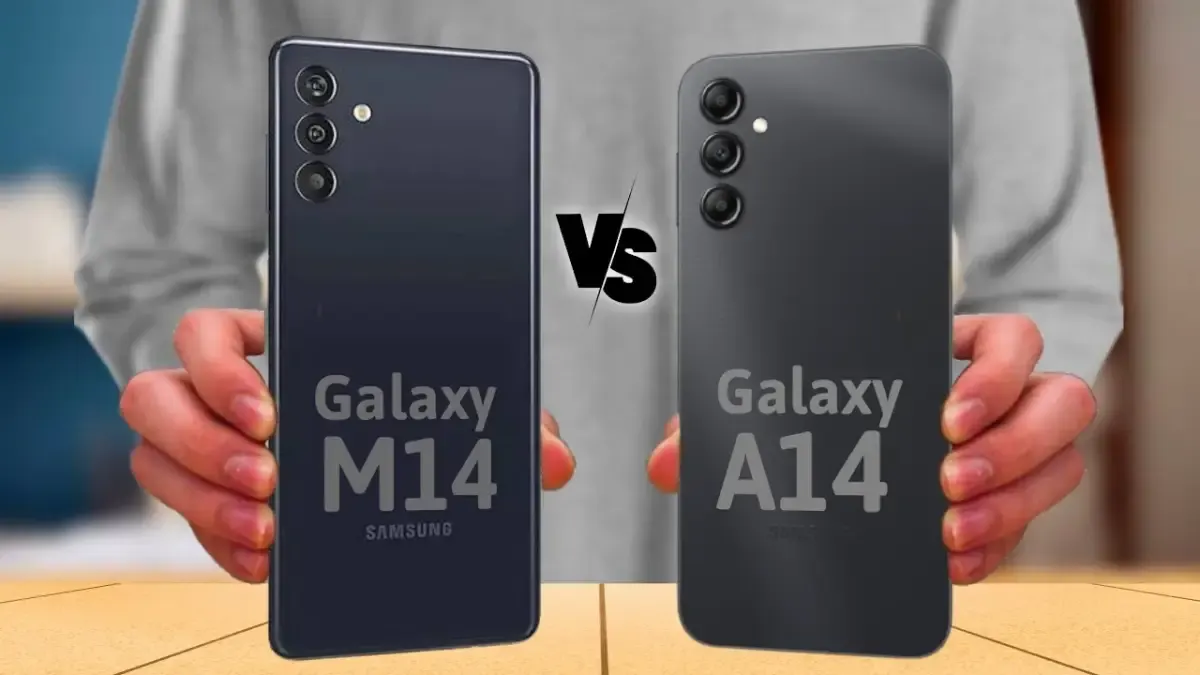 Samsung Galaxy A14 5G dan Galaxy M14 5G. (Sumber : Youtube iTechData)