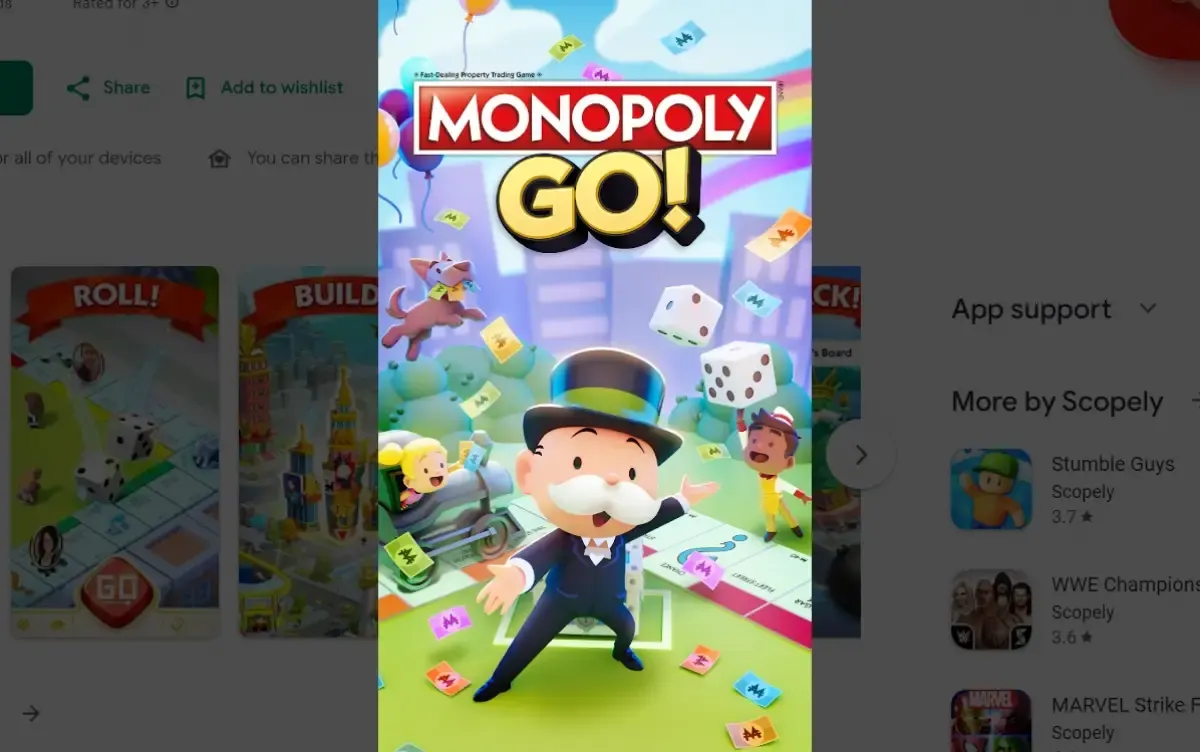 Cara mendapatkan lemparan dadu gratis di Monopoly Go (Sumber : Scopely)