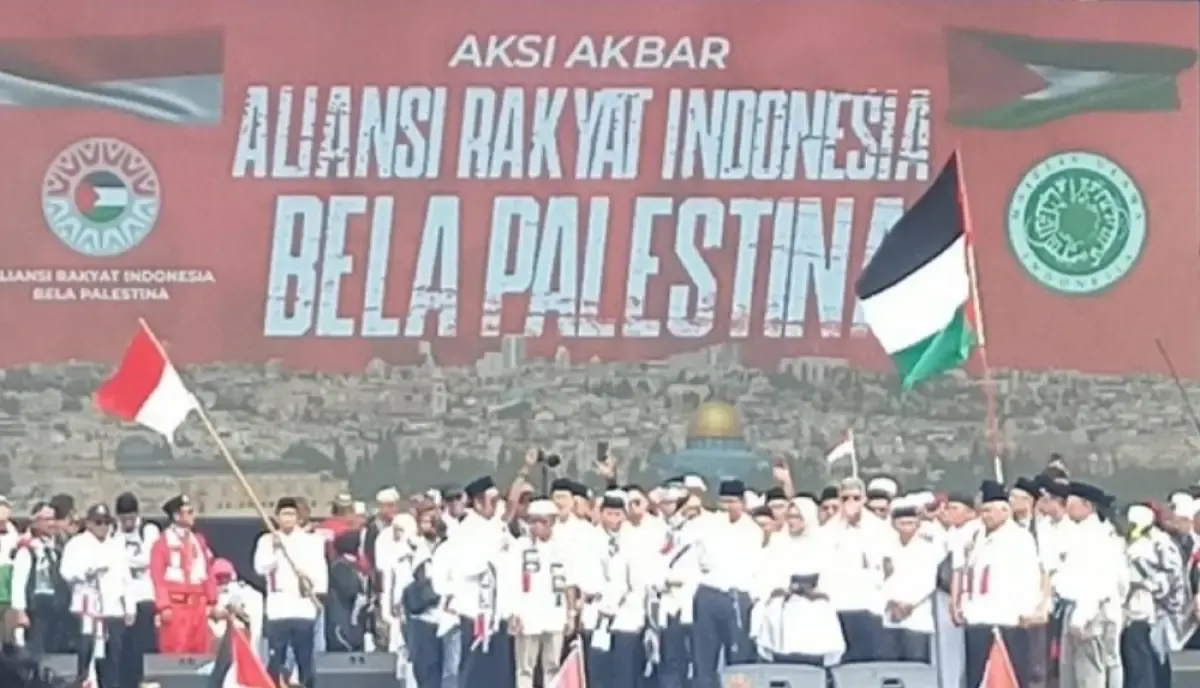 Aksi Bela Palestina di Monas (Sumber : Tangkapan layar YouTube 20Detik)