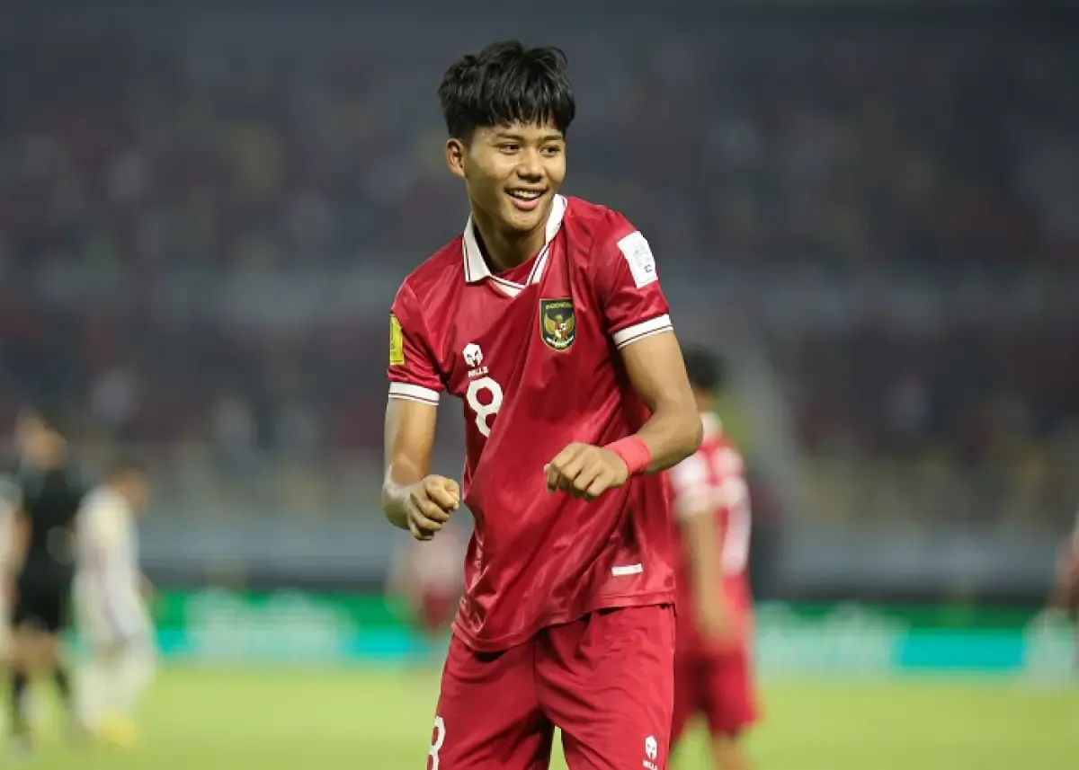 Arkhan Kaka kembali mencetak gol untuk tim U-17 Indonesia saat menghadapi Panama. Indonesia bermain imbang 1-1 pada laga di Stadion Gelora Bung Tomo, Senin (13/11/2023) malam wib  (Sumber : Doc. LOC WCU17/NFL)